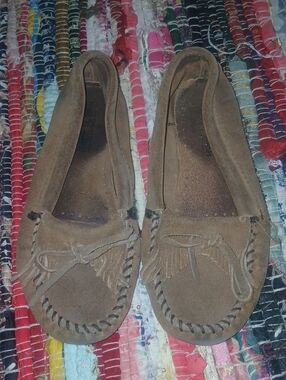 Minnetonka Brown Suede Fringe Moccasins 7